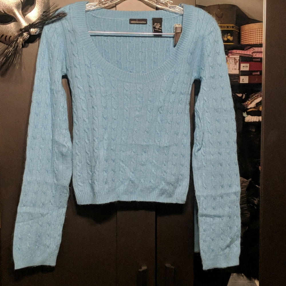Moda international Blue Cable Knit Sweater